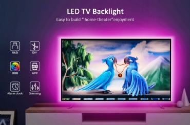 Dây đèn led đổi màu điều khiển bằng điện thoại dúng trang trí thùng máy tính , tivi , màn hình LCD...