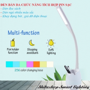 Đèn bàn học, đèn ngủ pin sạc cao cấp nhiều chức năng tiện lợi